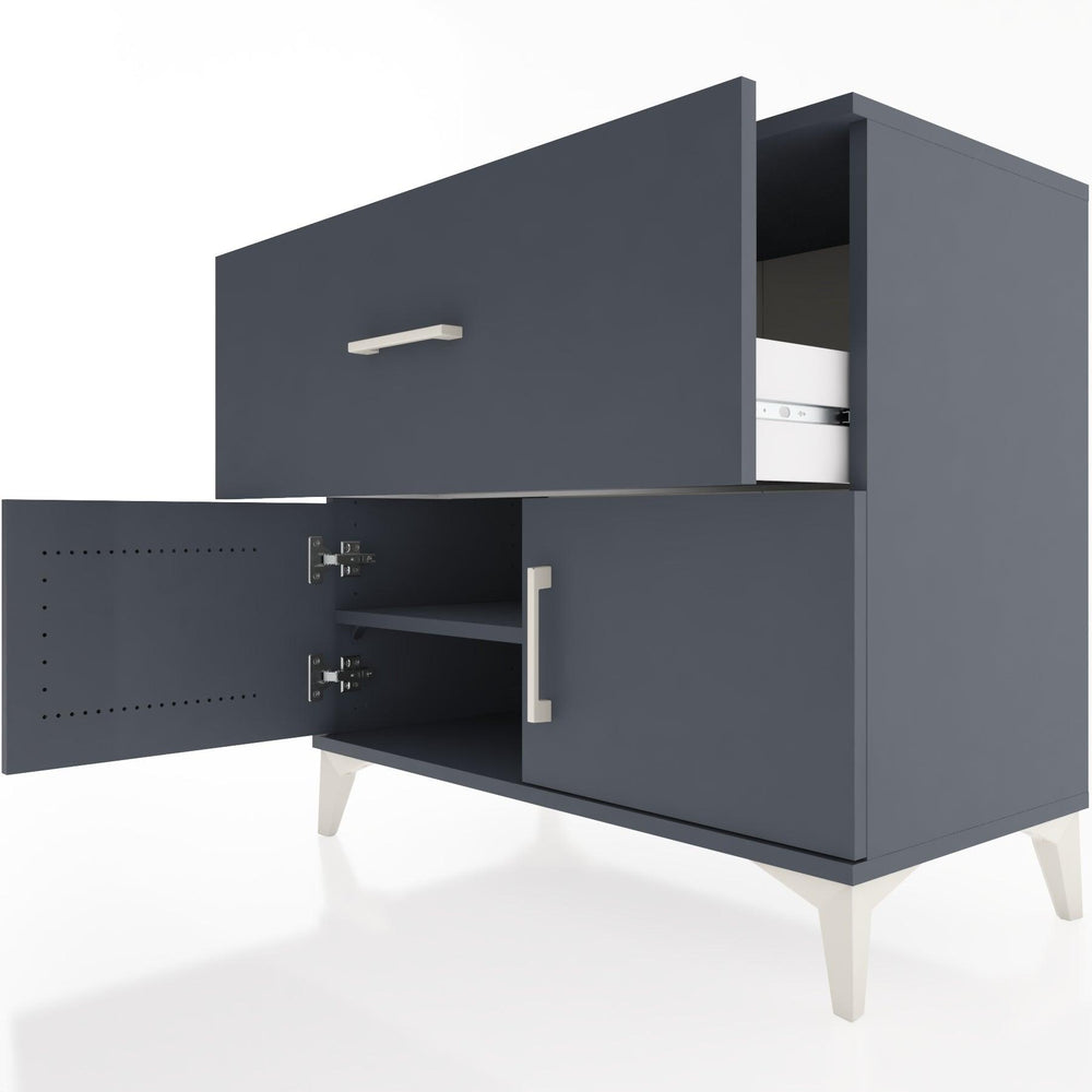 Woodntry Modüler Şifonyer Antrasit 88x44x68 cm Kapaklı ve Çekmeceli KC25-2