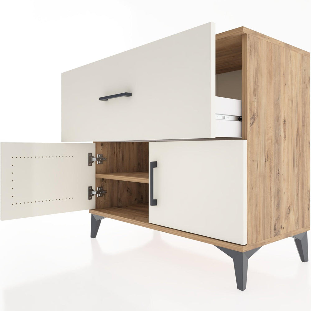 Woodntry Modüler Şifonyer Çam 88x44x68 cm Kapaklı ve Çekmeceli KC25-3