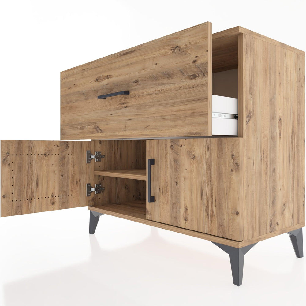 Woodntry Modüler Şifonyer Çam 88x44x68 cm Kapaklı ve Çekmeceli KC25-3