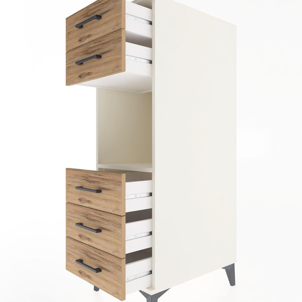 Woodntry Modüler Dolap Aytaşı 44x59x122 cm Çekmeceli ve Raflı CR126-1