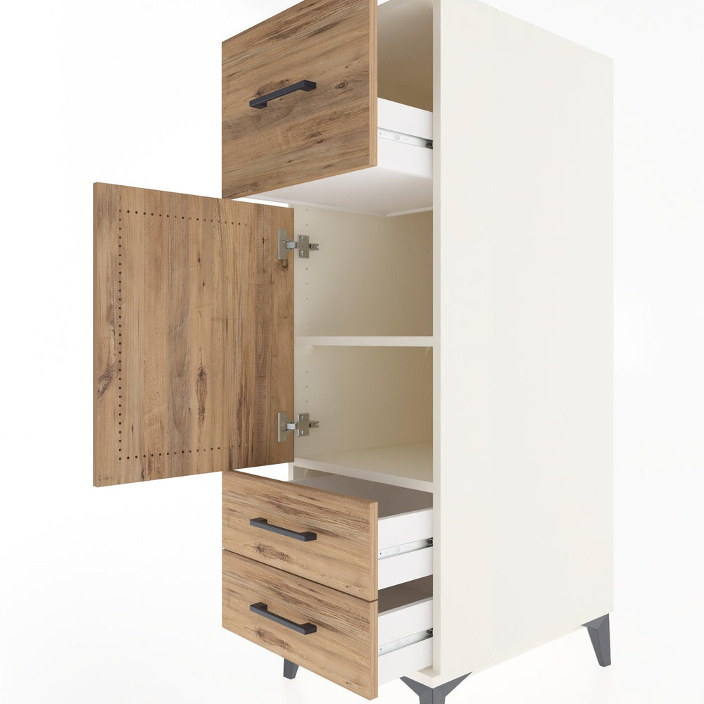 Woodntry Modüler Dolap Aytaşı 44x59x122 cm Kapaklı ve Çekmeceli KC26-1
