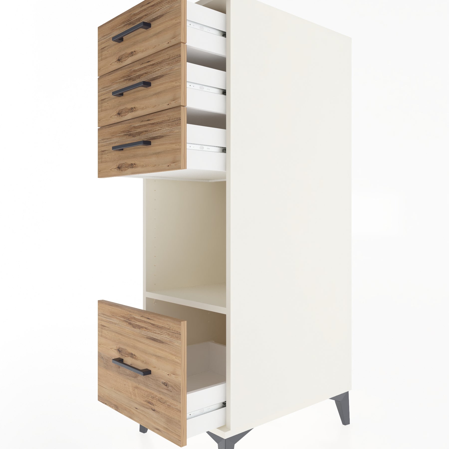 Woodntry Modüler Dolap Aytaşı 44x59x122 cm Çekmeceli ve Raflı CR76-1
