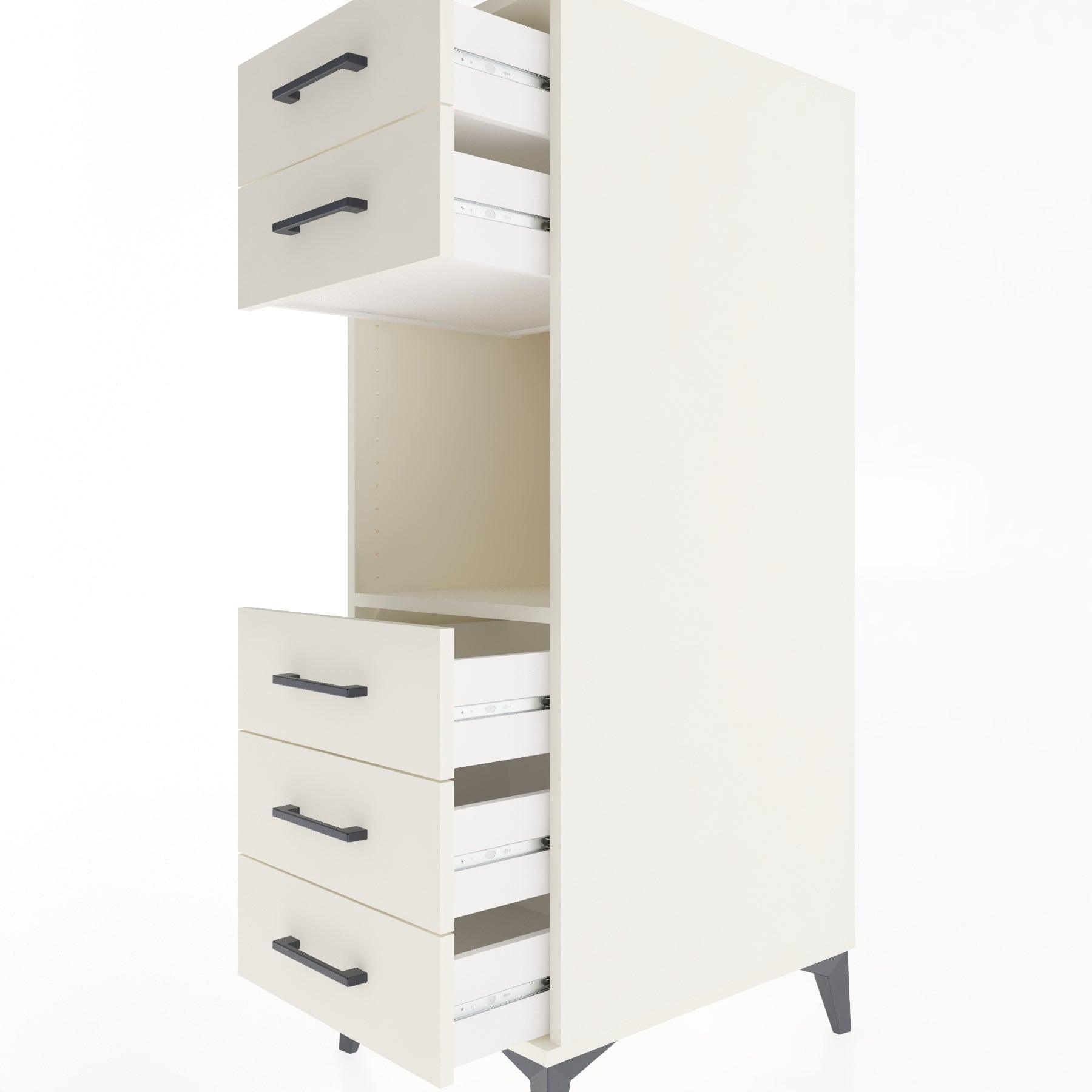 Woodntry Modular Cabinet Moonstone 44x59x122 cm with Drawers and Shelves CR126-1