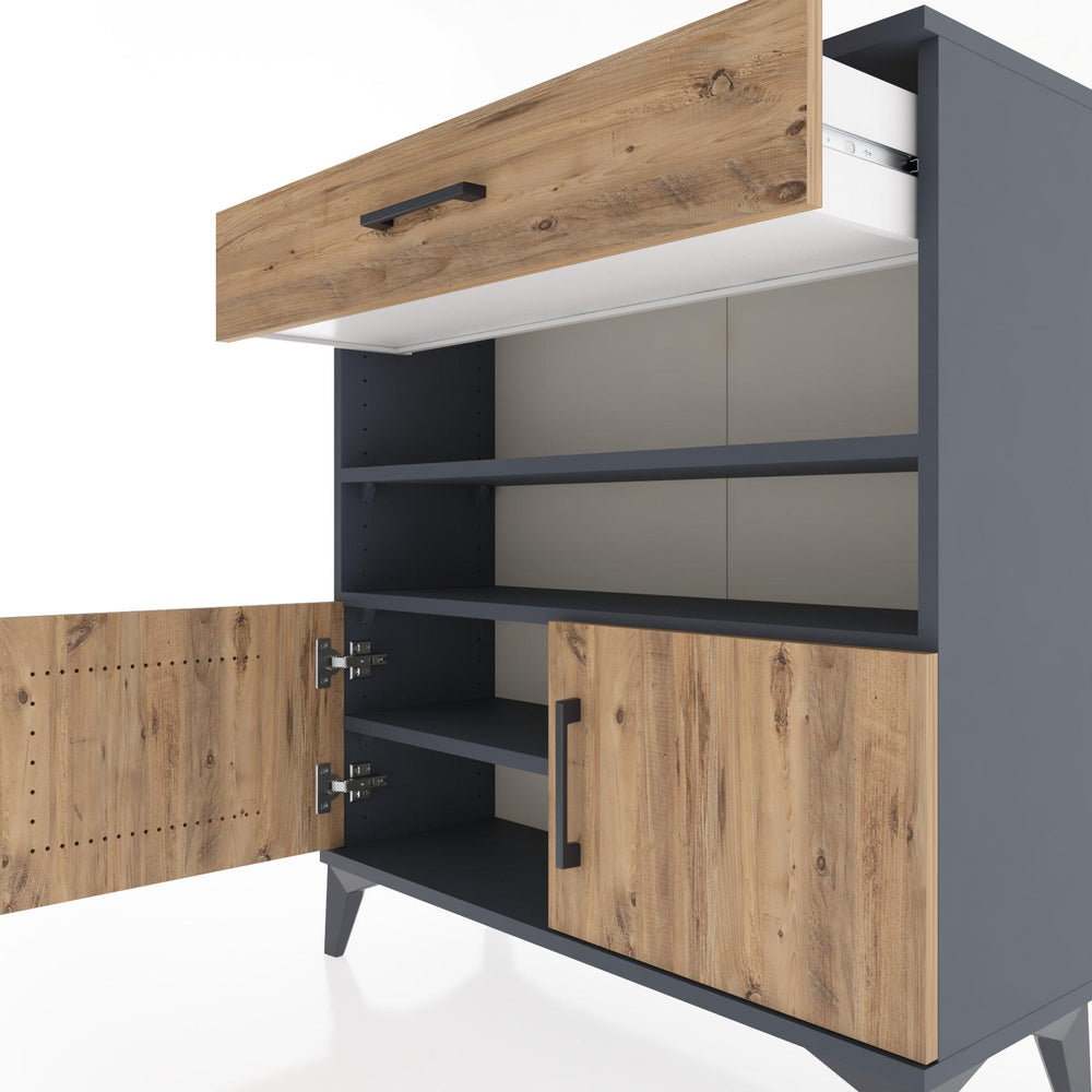 Woodntry Modüler Şifonyer Antrasit 88x30x84 cm Fonksiyonel F26-2