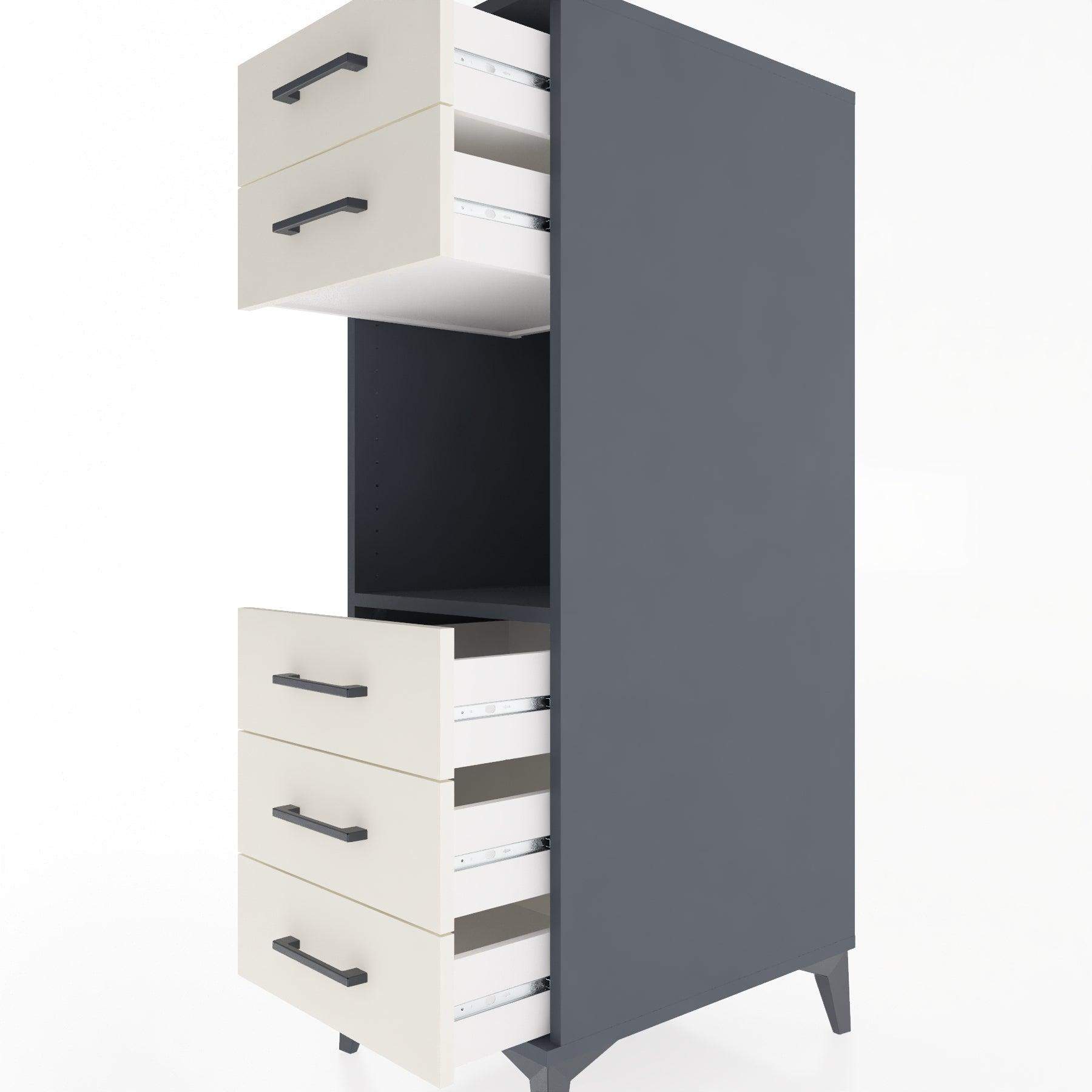 Woodntry Modular Cabinet Anthracite 44x59x122 cm with Drawers and Shelves CR126-2