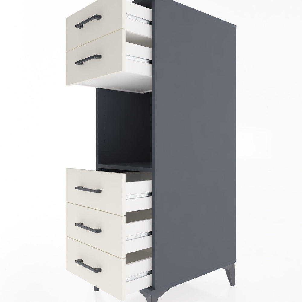 Woodntry Modular Cabinet Anthracite 44x30x122 cm with Drawers and Shelves CR126-2