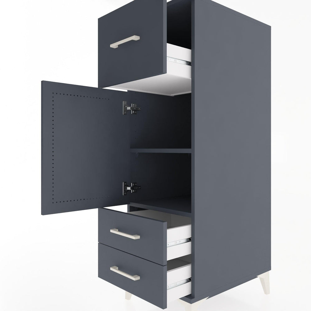 Woodntry Modular Cabinet Anthracite 44x30x122 cm with Doors and Drawers KC26-2