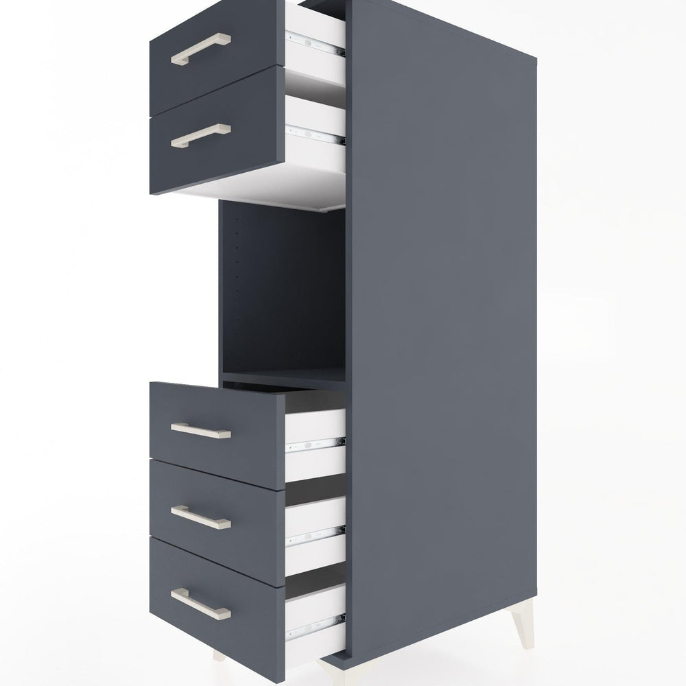 Woodntry Modular Cabinet Anthracite 44x30x122 cm with Drawers and Shelves CR126-2