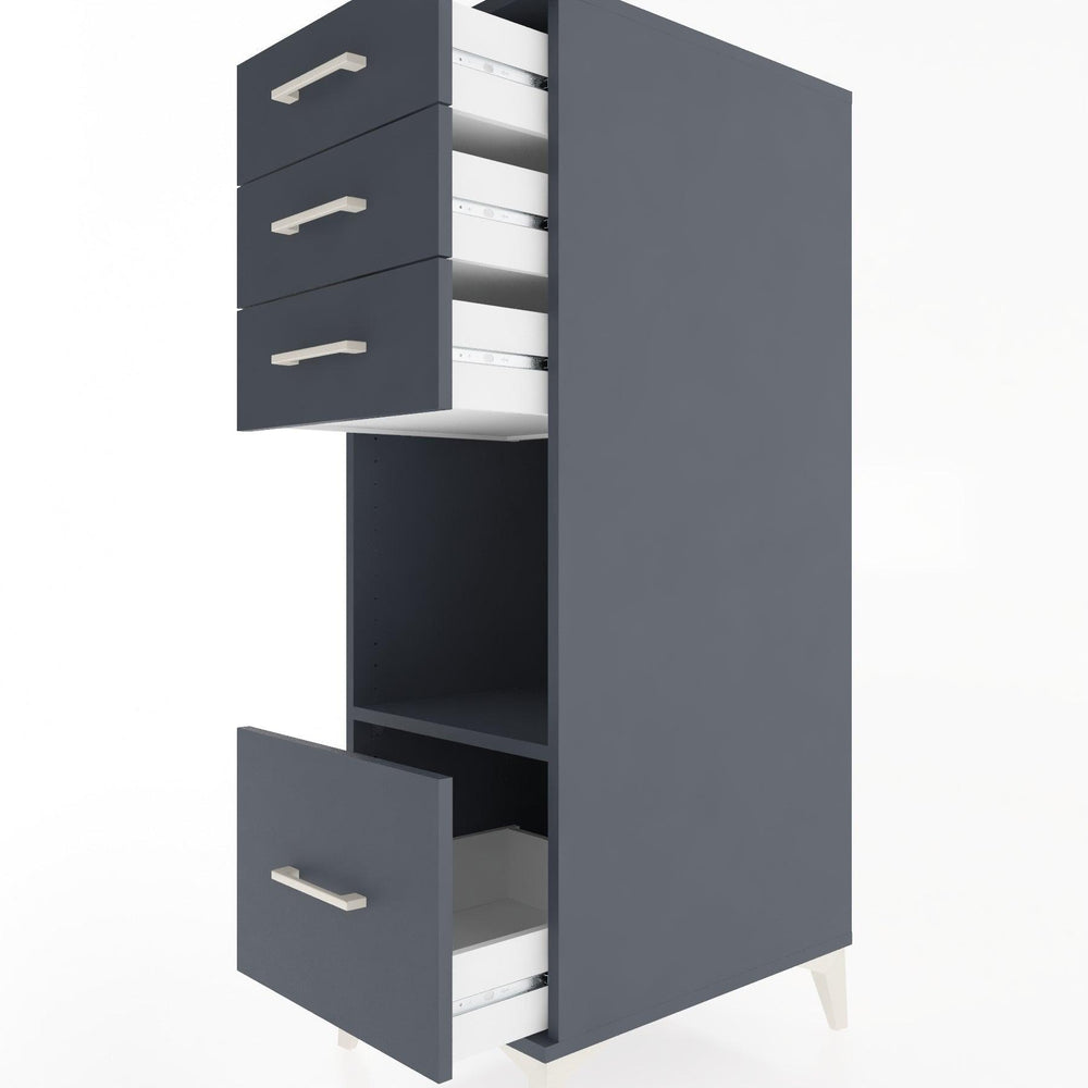 Woodntry Modüler Dolap Antrasit 44x30x122 cm Çekmeceli ve Raflı CR76-2