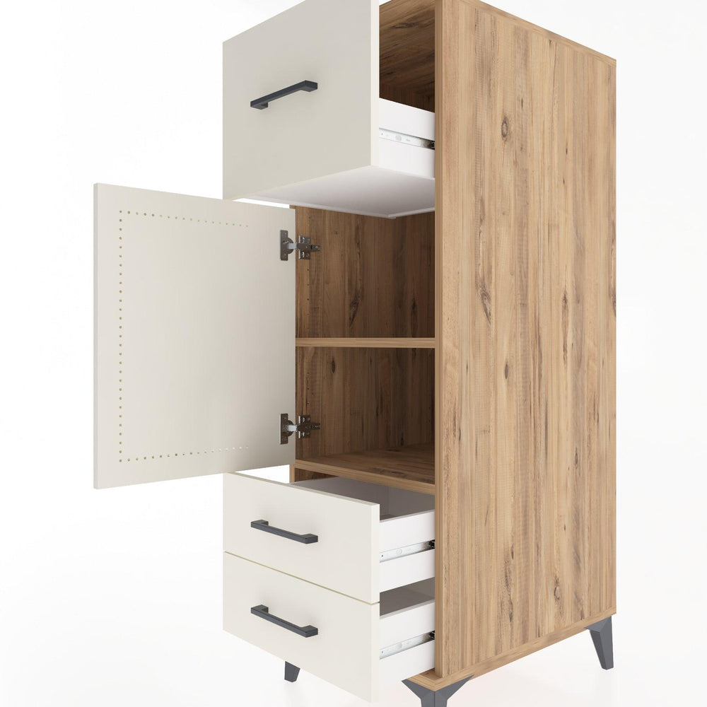 Woodntry Modular Cabinet Pine 44x30x122 cm with Doors and Drawers KC26-3
