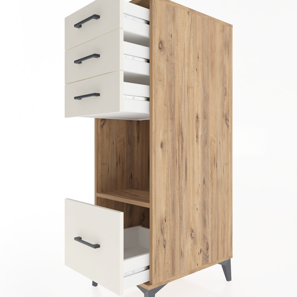 Woodntry Modular Cabinet Pine 44x59x122 cm with Drawers and Shelves CR76-3
