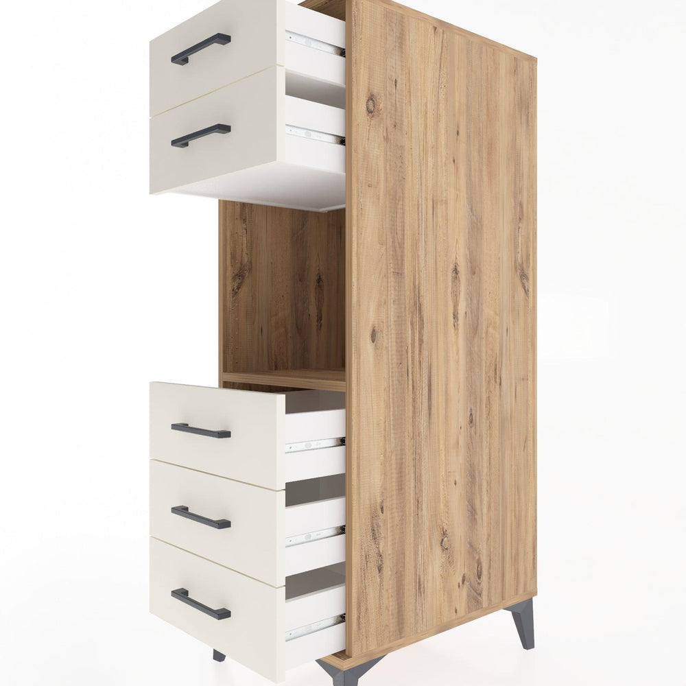 Woodntry Modular Cabinet Pine 44x59x122 cm with Drawers and Shelves CR126-3