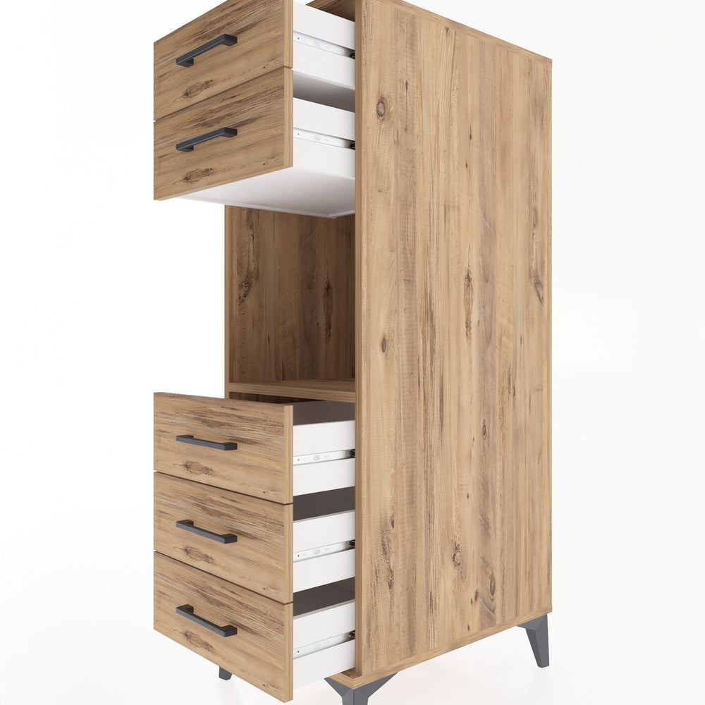 Woodntry Modular Cabinet Pine 44x59x122 cm with Drawers and Shelves CR126-3