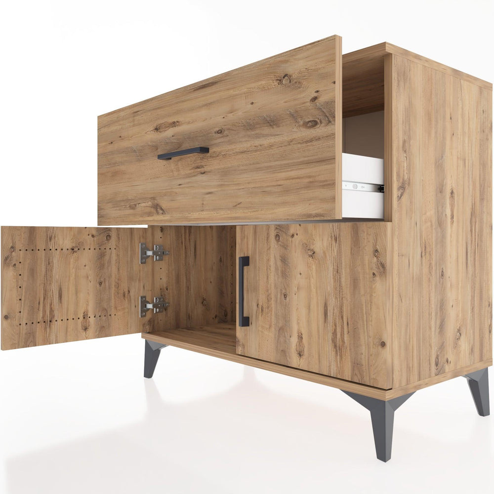 Woodntry Modüler Şifonyer Çam 88x44x68 cm Kapaklı ve Çekmeceli KC26-3
