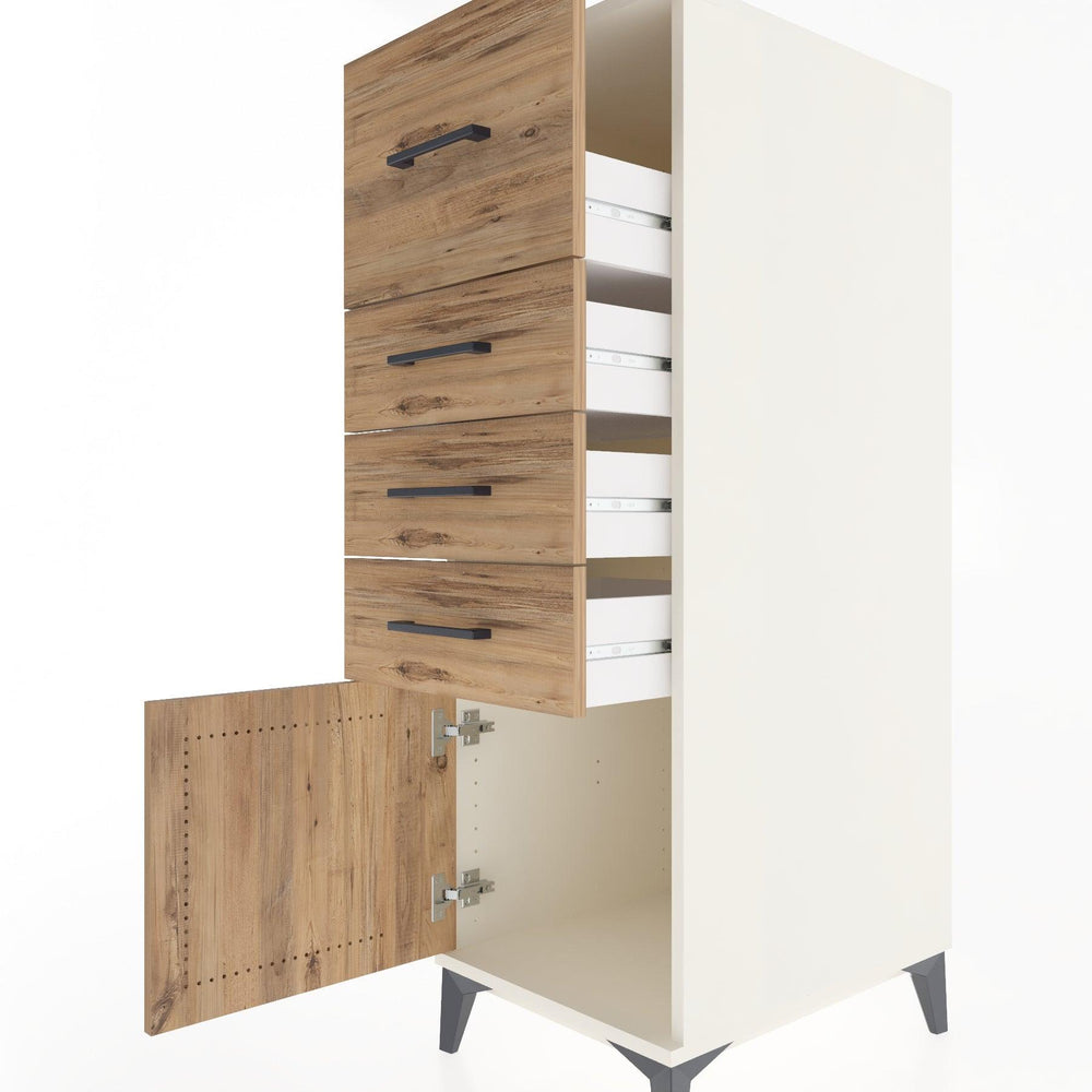 Woodntry Modüler Dolap Aytaşı 44x59x122 cm Kapaklı ve Çekmeceli KC27-1
