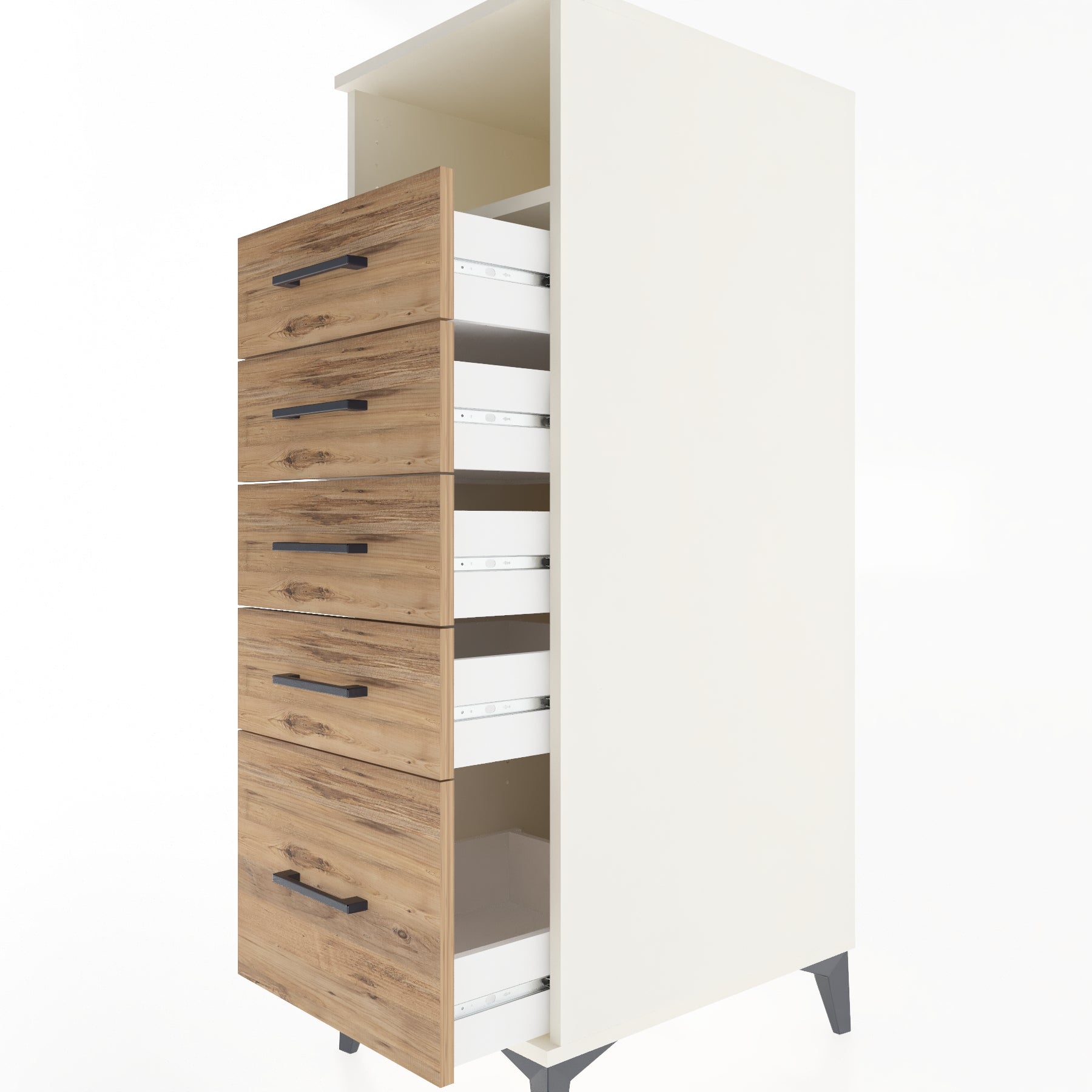 Woodntry Modular Cabinet Moonstone 44x59x122 cm with Drawers and Shelves CR77-1