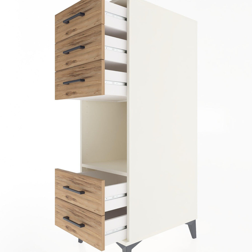 Woodntry Modular Cabinet Moonstone 44x59x122 cm with Drawers and Shelves CR127-1