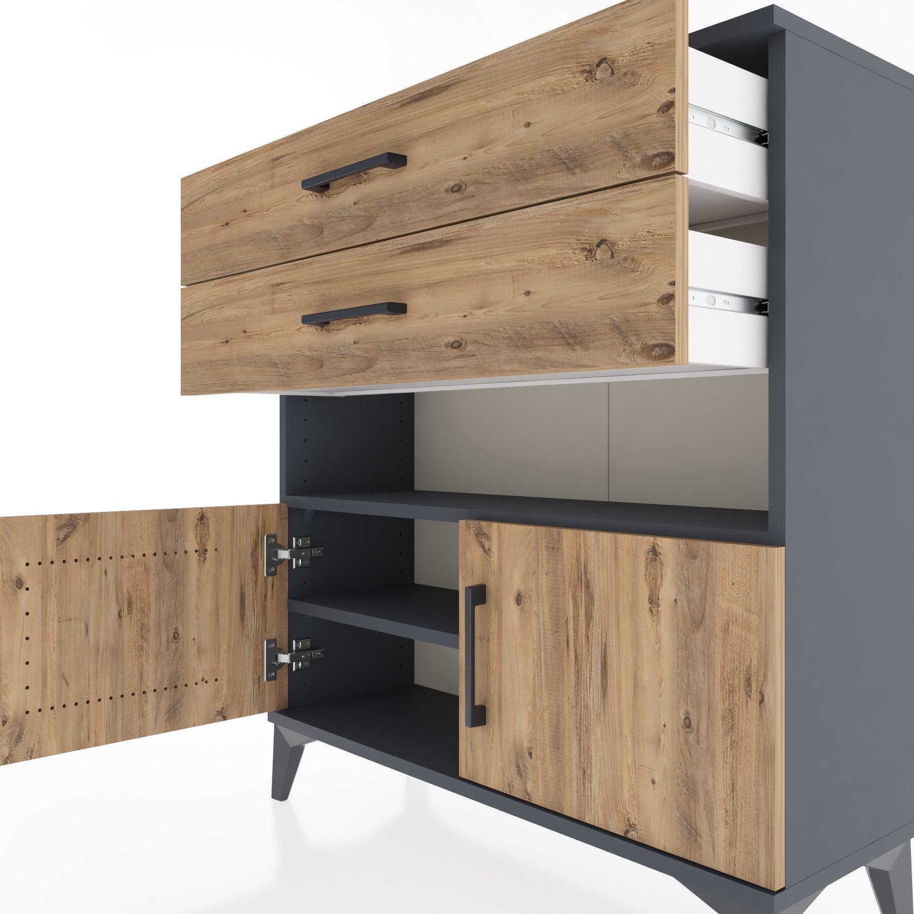 Woodntry Modular Dresser Anthracite 88x30x84 cm Functional F27-2