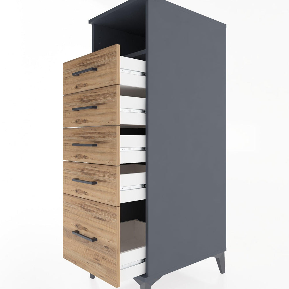 Woodntry Modular Cabinet Anthracite 44x30x122 cm with Drawers and Shelves CR77-2