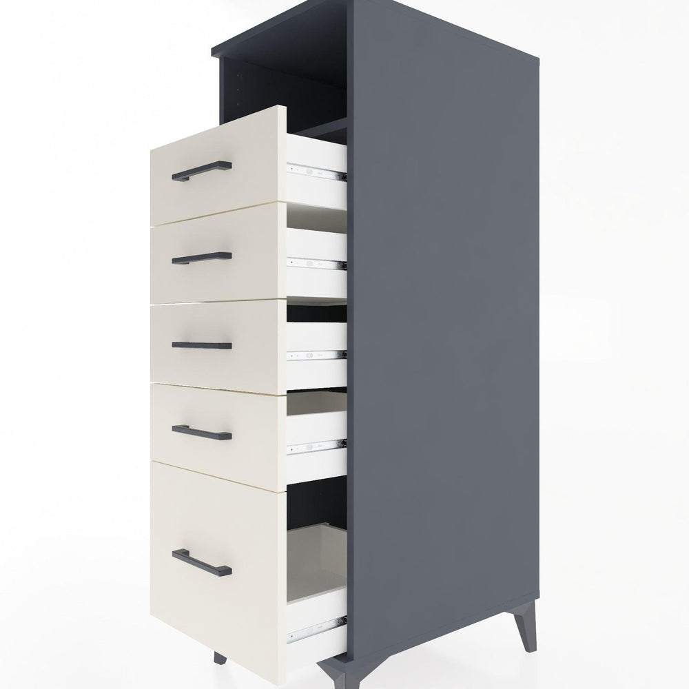 Woodntry Modular Cabinet Anthracite 44x30x122 cm with Drawers and Shelves CR77-2