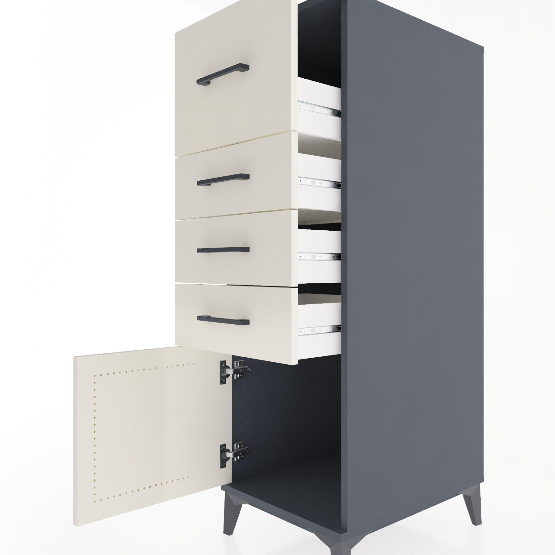 Woodntry Modular Cabinet Anthracite 44x30x122 cm with Doors and Drawers KC27-2