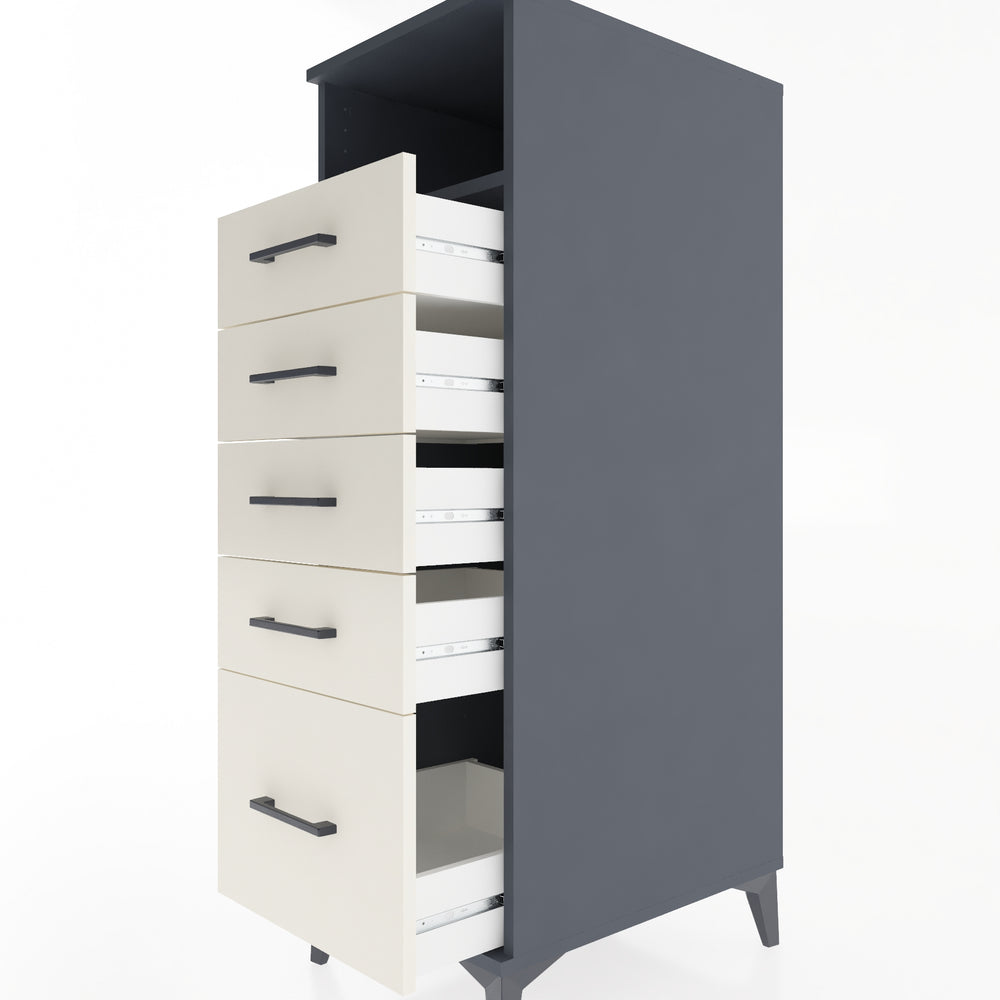 Woodntry Modular Cabinet Anthracite 44x59x122 cm with Drawers and Shelves CR77-2