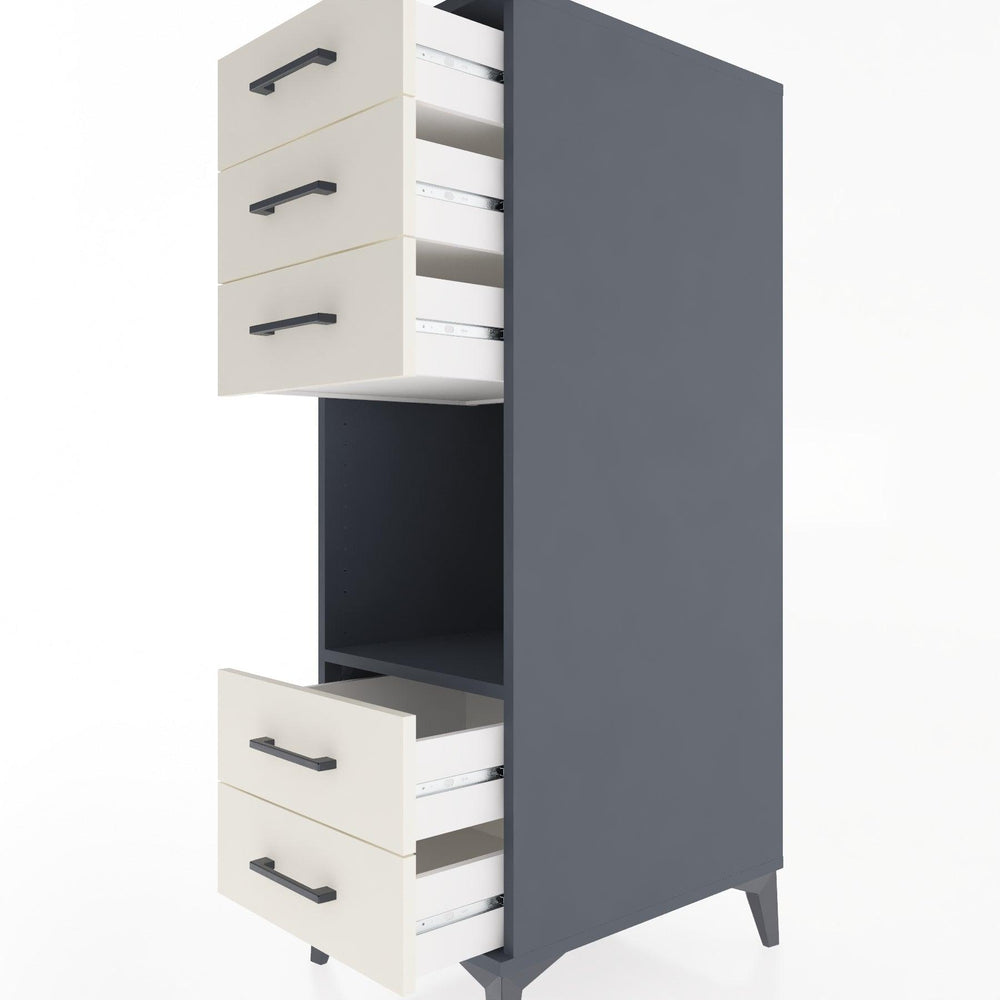 Woodntry Modular Cabinet Anthracite 44x59x122 cm with Drawers and Shelves CR127-2