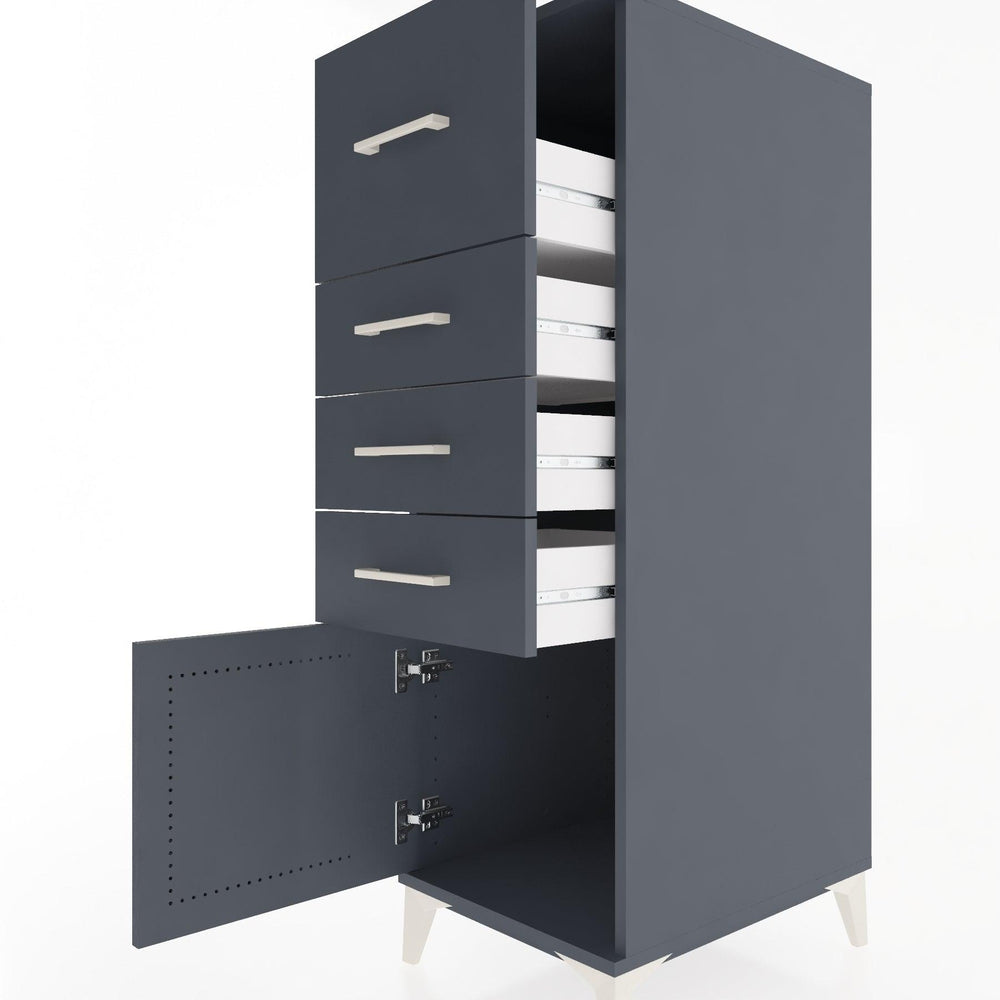 Woodntry Modular Cabinet Anthracite 44x30x122 cm with Doors and Drawers KC27-2