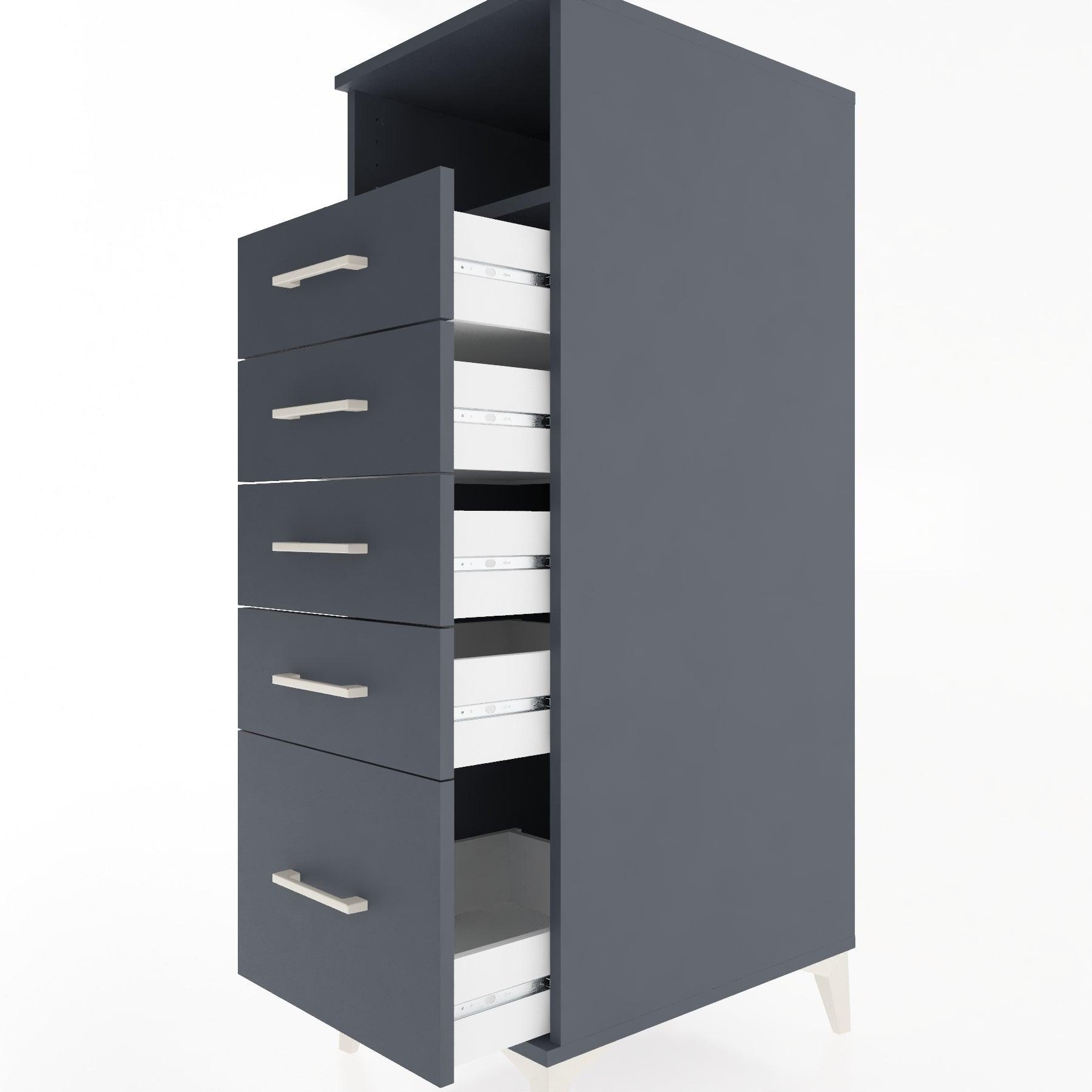 Woodntry Modular Cabinet Anthracite 44x30x122 cm with Drawers and Shelves CR77-2