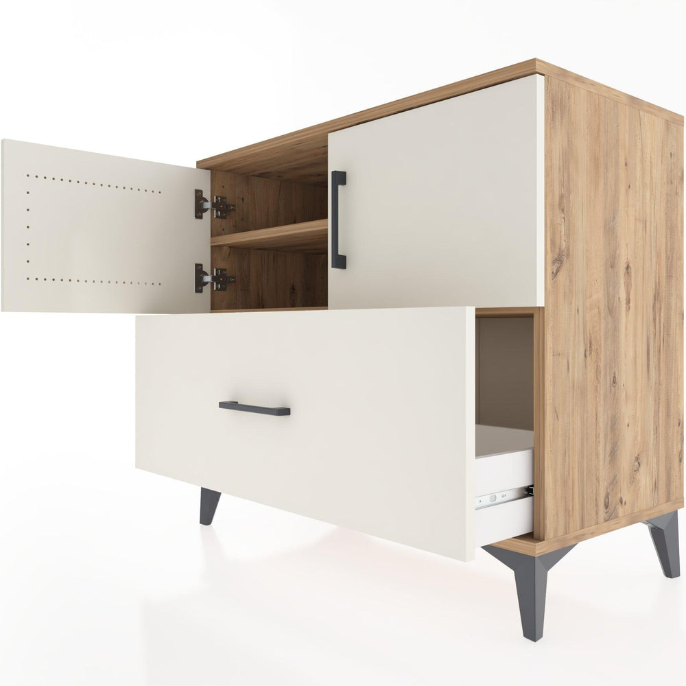 Woodntry Modüler Şifonyer Çam 88x44x68 cm Kapaklı ve Çekmeceli KC27-3