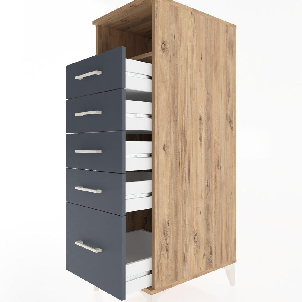 Woodntry Modüler Dolap Çam 44x30x122 cm Çekmeceli ve Raflı CR77-3