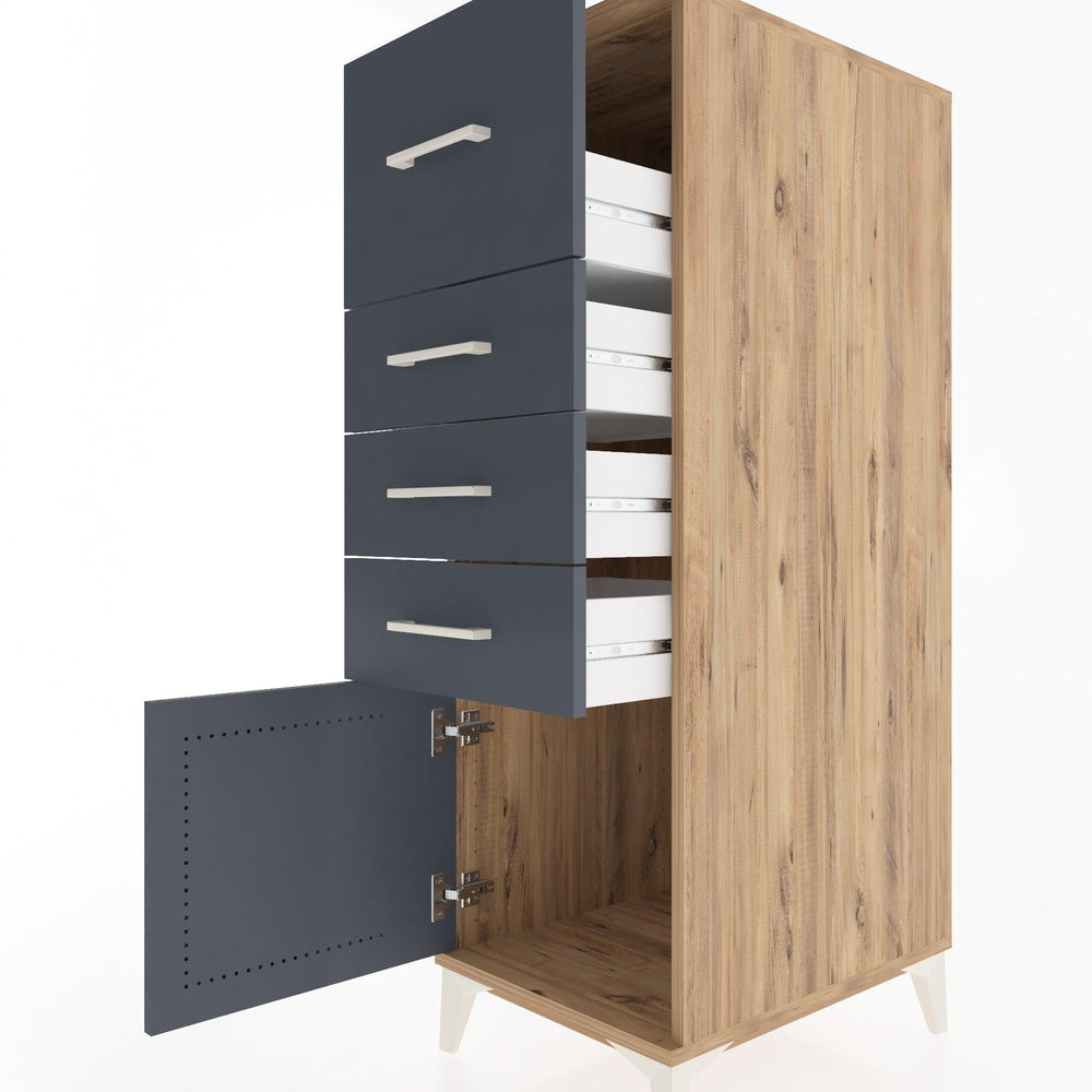 Woodntry Modular Cabinet Pine 44x59x122 cm with Doors and Drawers KC27-3