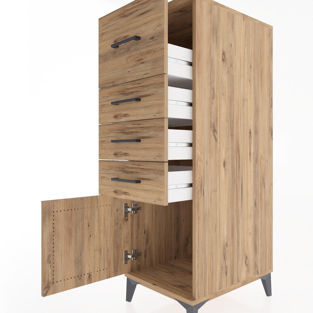 Woodntry Modular Cabinet Pine 44x30x122 cm with Doors and Drawers KC27-3