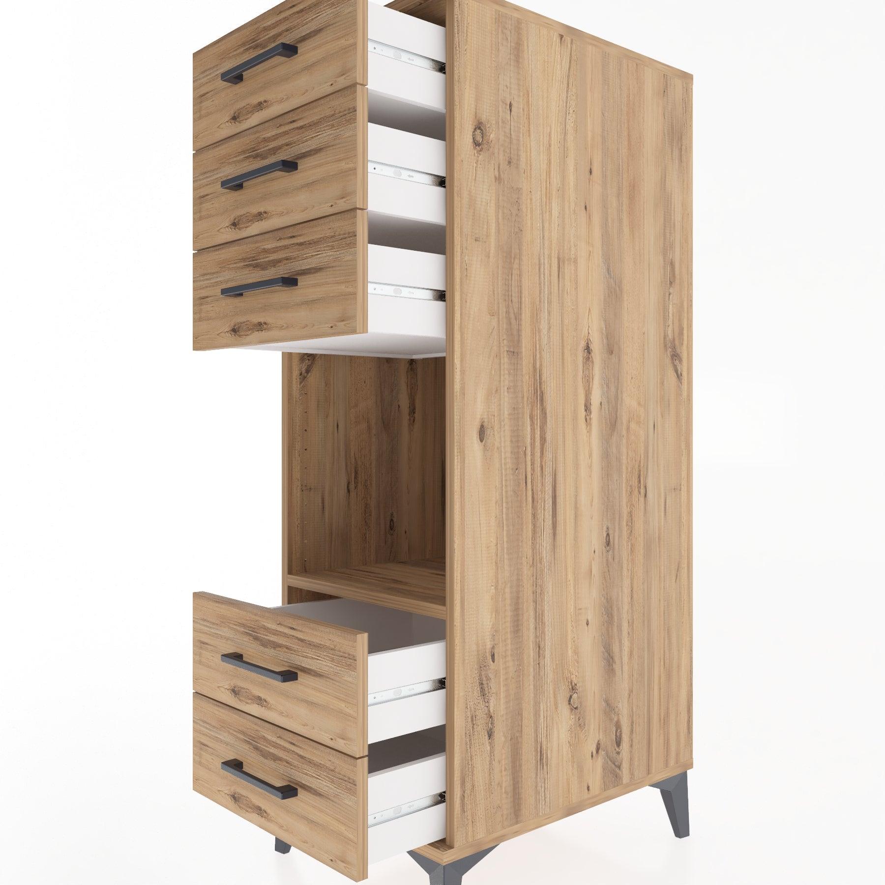 Woodntry Modular Cabinet Pine 44x59x122 cm with Drawers and Shelves CR127-3