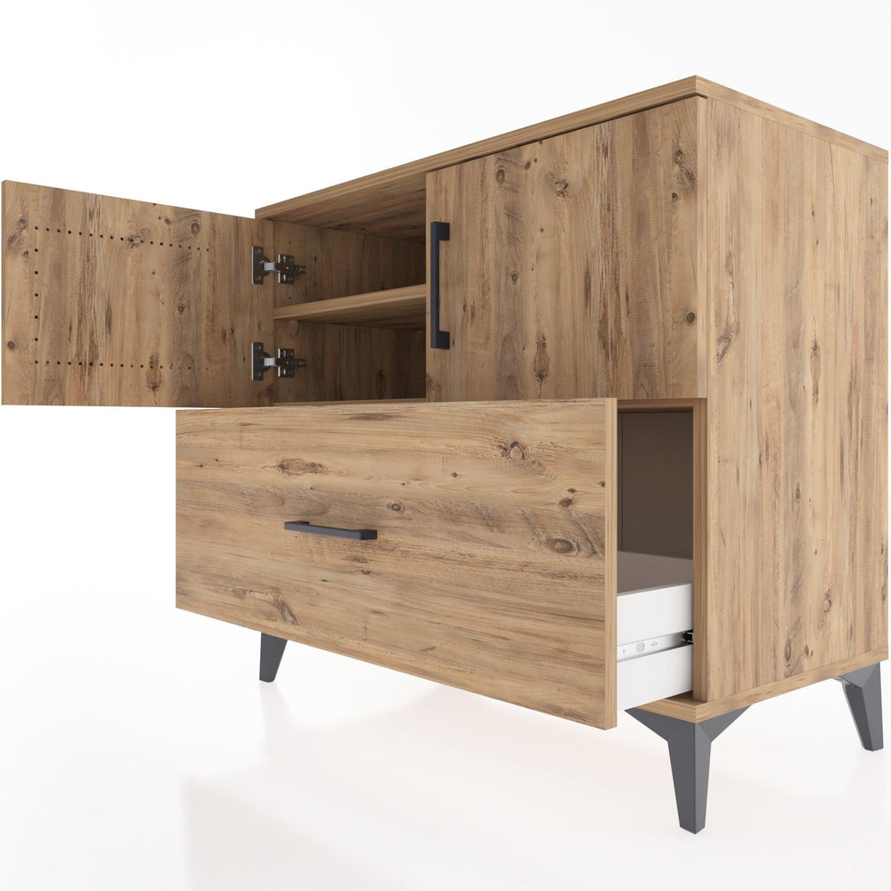 Woodntry Modüler Şifonyer Çam 88x44x68 cm Kapaklı ve Çekmeceli KC27-3