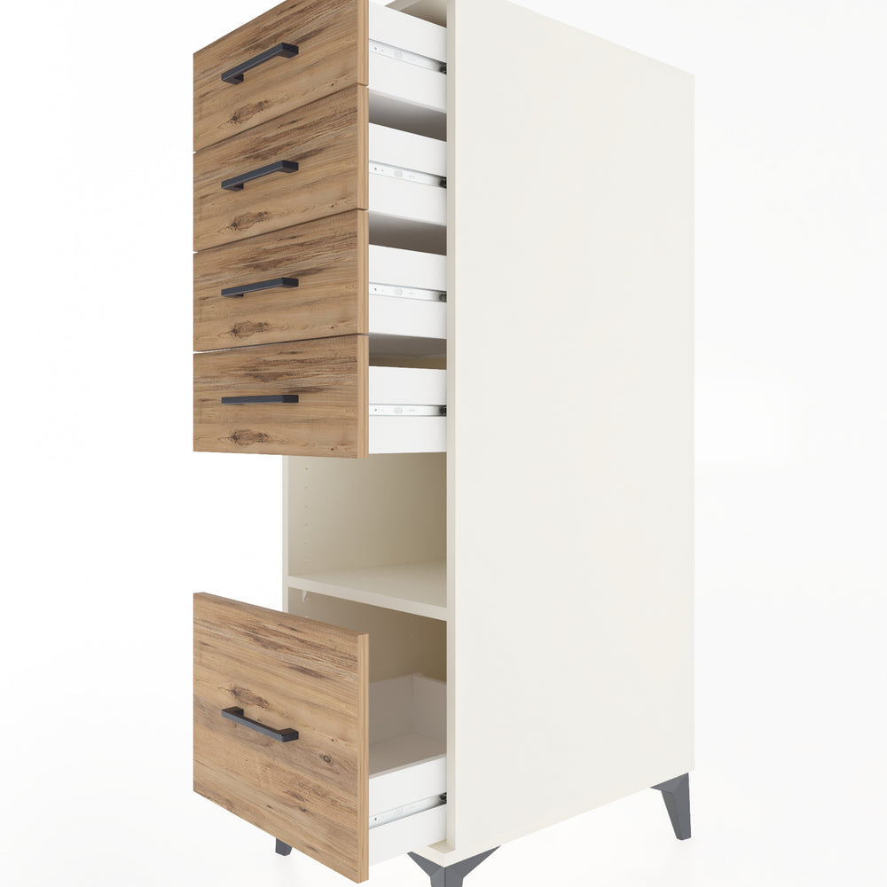 Woodntry Modular Cabinet Moonstone 44x59x122 cm with Drawers and Shelves CR78-1