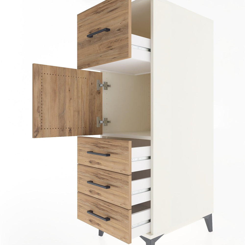 Woodntry Modüler Dolap Aytaşı 44x59x122 cm Kapaklı ve Çekmeceli KC28-1