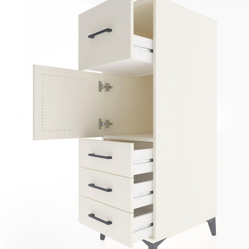 Woodntry Modüler Dolap Aytaşı 44x59x122 cm Kapaklı ve Çekmeceli KC28-1