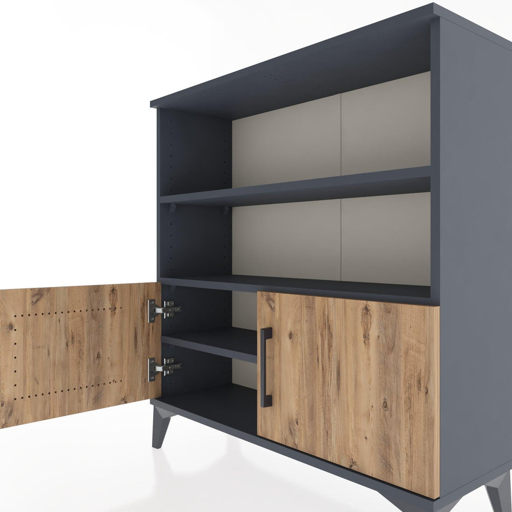 Woodntry Modüler Şifonyer Antrasit 88x30x84 cm Kapaklı ve Raflı KR28-2