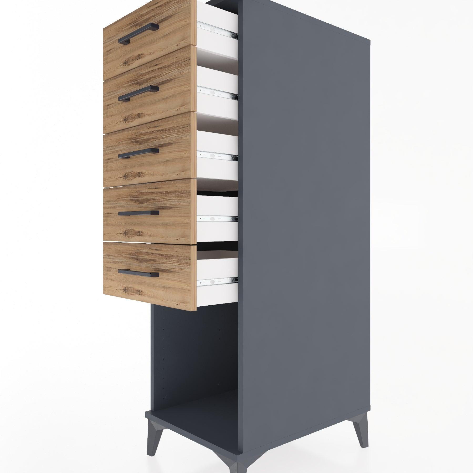 Woodntry Modular Cabinet Anthracite 44x59x122 cm with Drawers and Shelves CR128-2