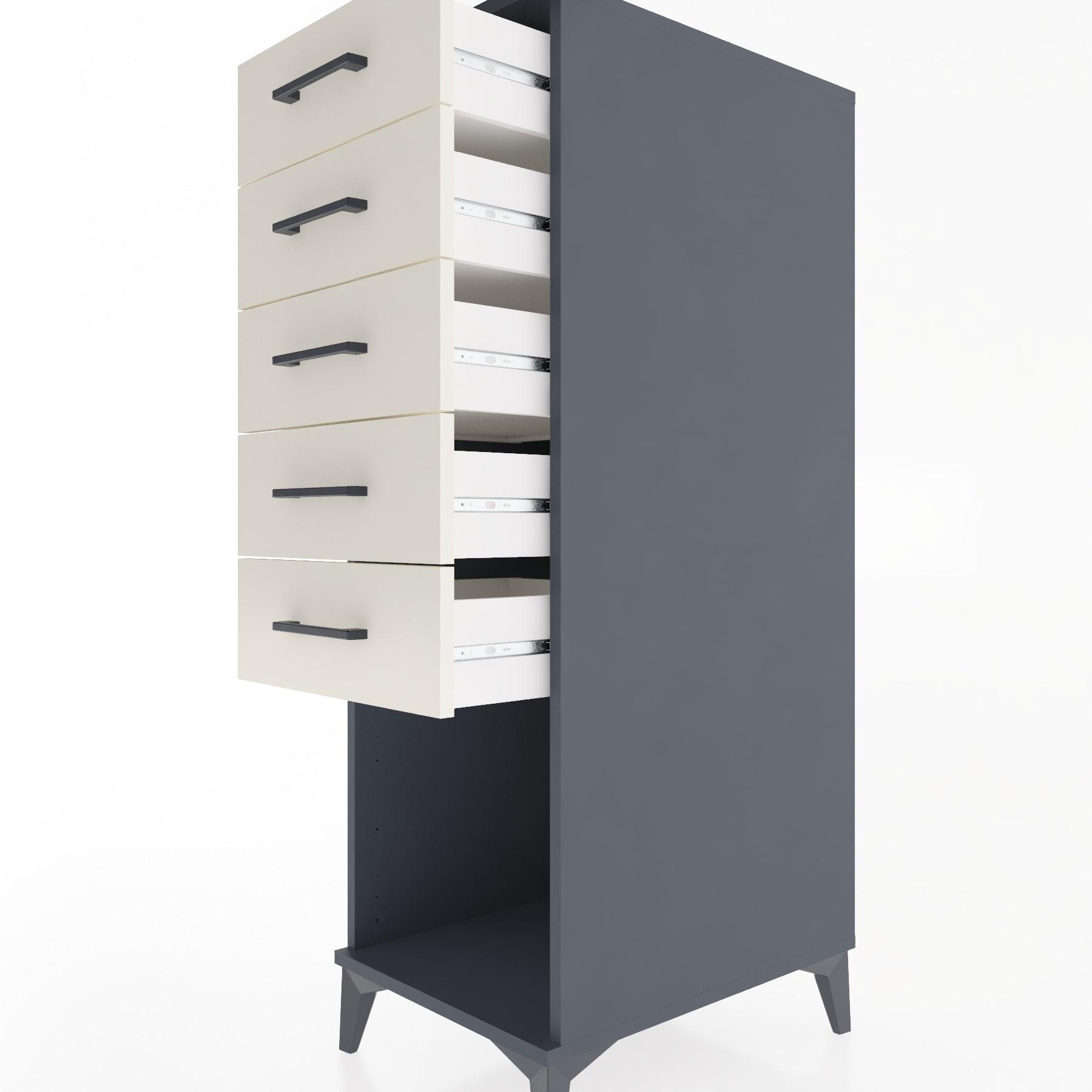 Woodntry Modular Cabinet Anthracite 44x59x122 cm with Drawers and Shelves CR128-2