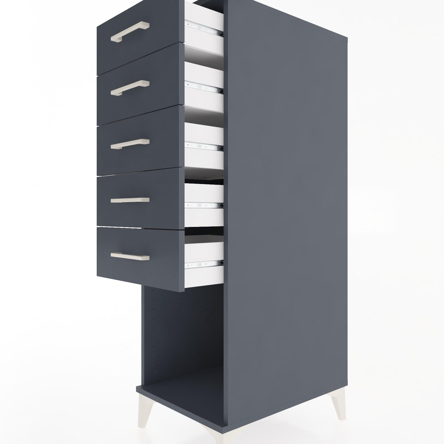 Woodntry Modular Cabinet Anthracite 44x59x122 cm with Drawers and Shelves CR128-2