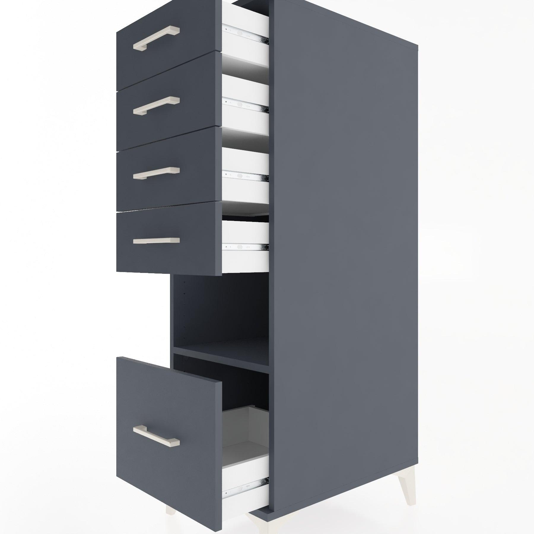 Woodntry Modular Cabinet Anthracite 44x30x122 cm with Drawers and Shelves CR78-2