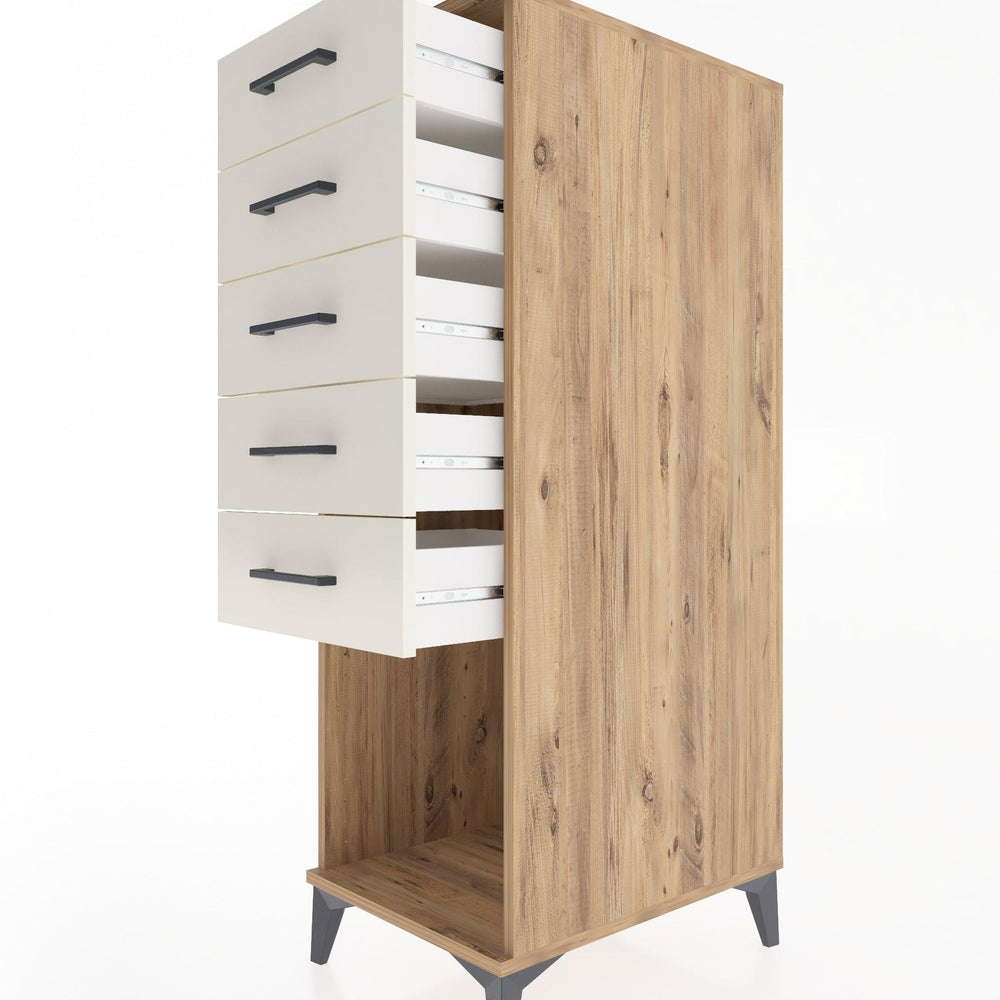 Woodntry Modüler Dolap Çam 44x30x122 cm Çekmeceli ve Raflı CR128-3