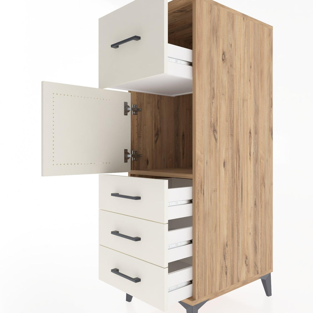 Woodntry Modular Cabinet Pine 44x30x122 cm with Doors and Drawers KC28-3