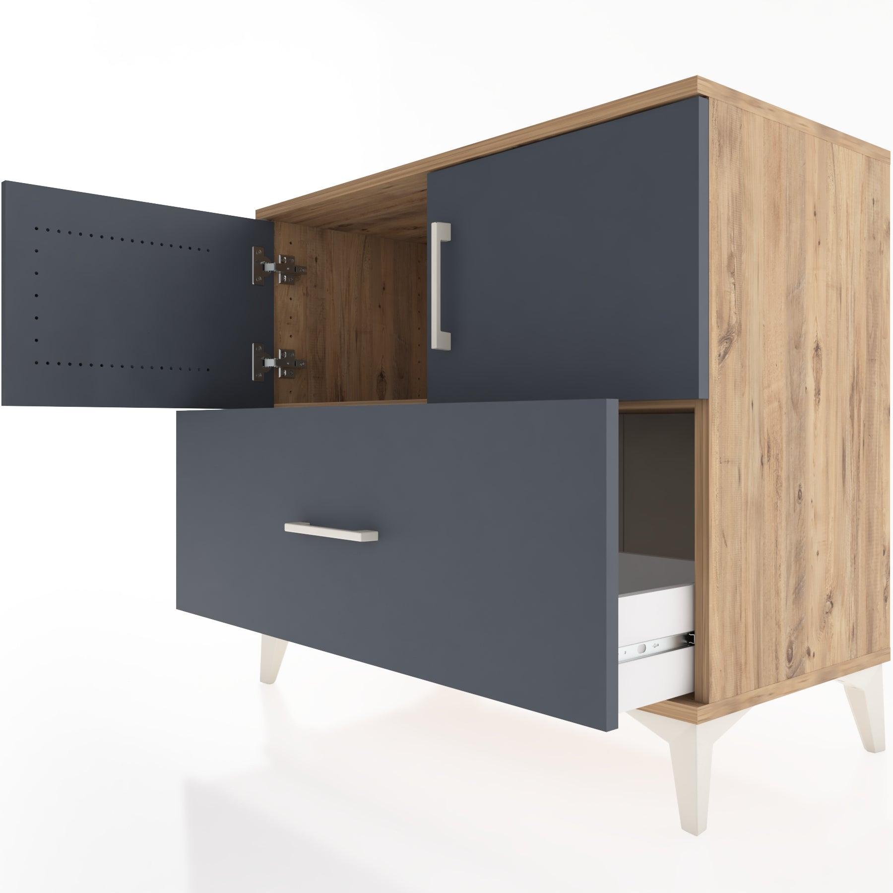 Woodntry Modüler Şifonyer Çam 88x44x68 cm Kapaklı ve Çekmeceli KC28-3