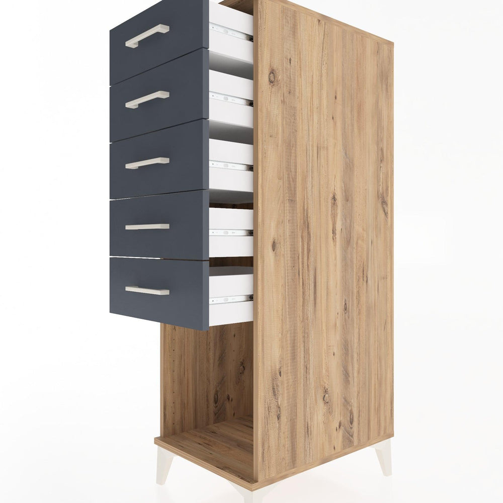 Woodntry Modüler Dolap Çam 44x30x122 cm Çekmeceli ve Raflı CR128-3