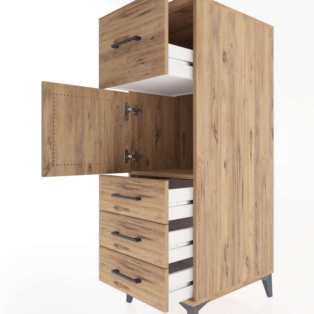 Woodntry Modular Cabinet Pine 44x59x122 cm with Doors and Drawers KC28-3