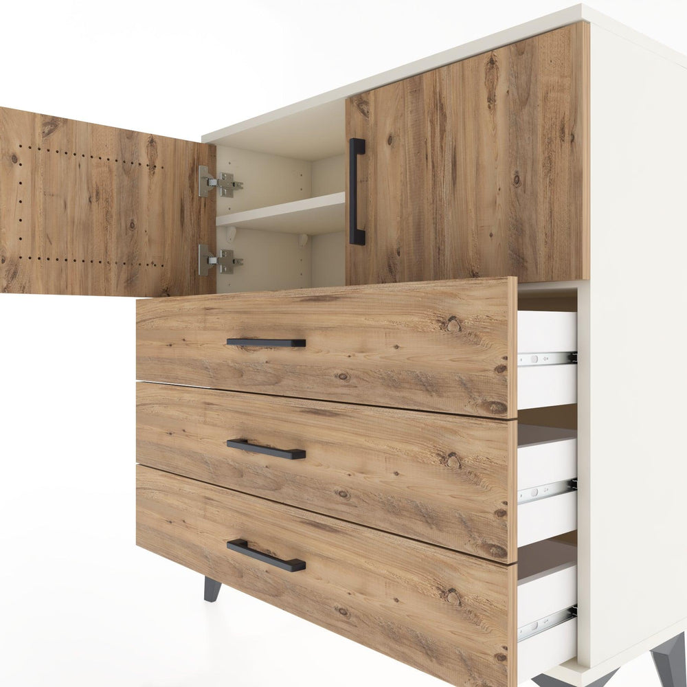 Woodntry Modüler Şifonyer Aytaşı 88x30x84 cm Kapaklı ve Çekmeceli KC29-1