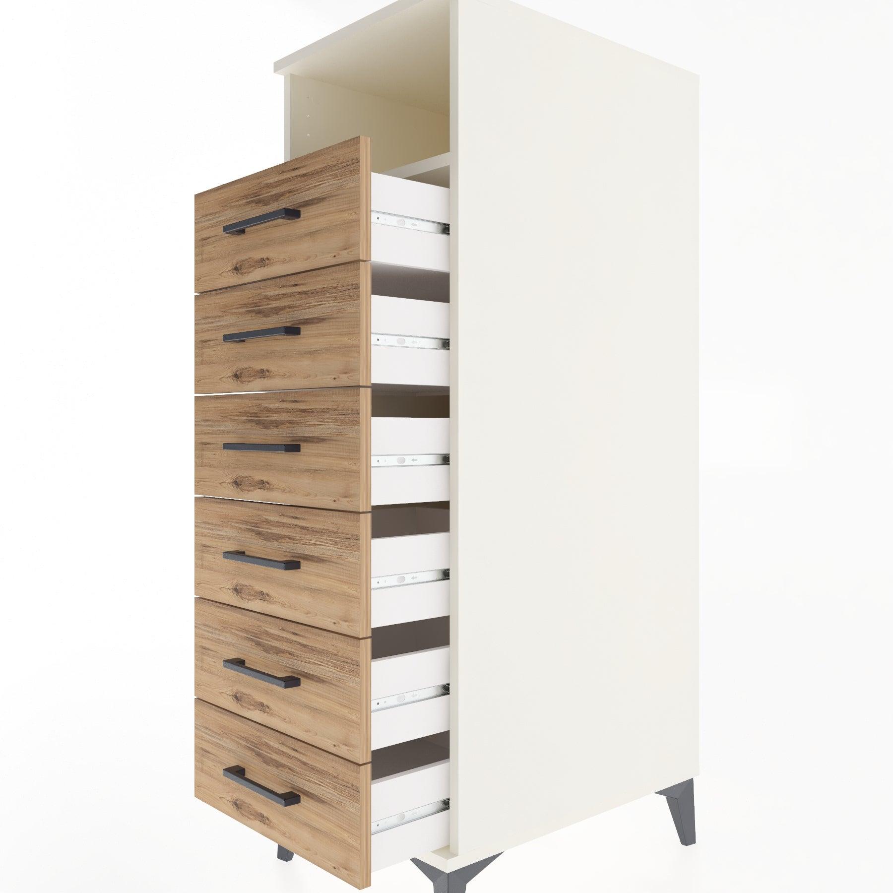 Woodntry Modular Cabinet Moonstone 44x59x122 cm with Drawers and Shelves CR129-1